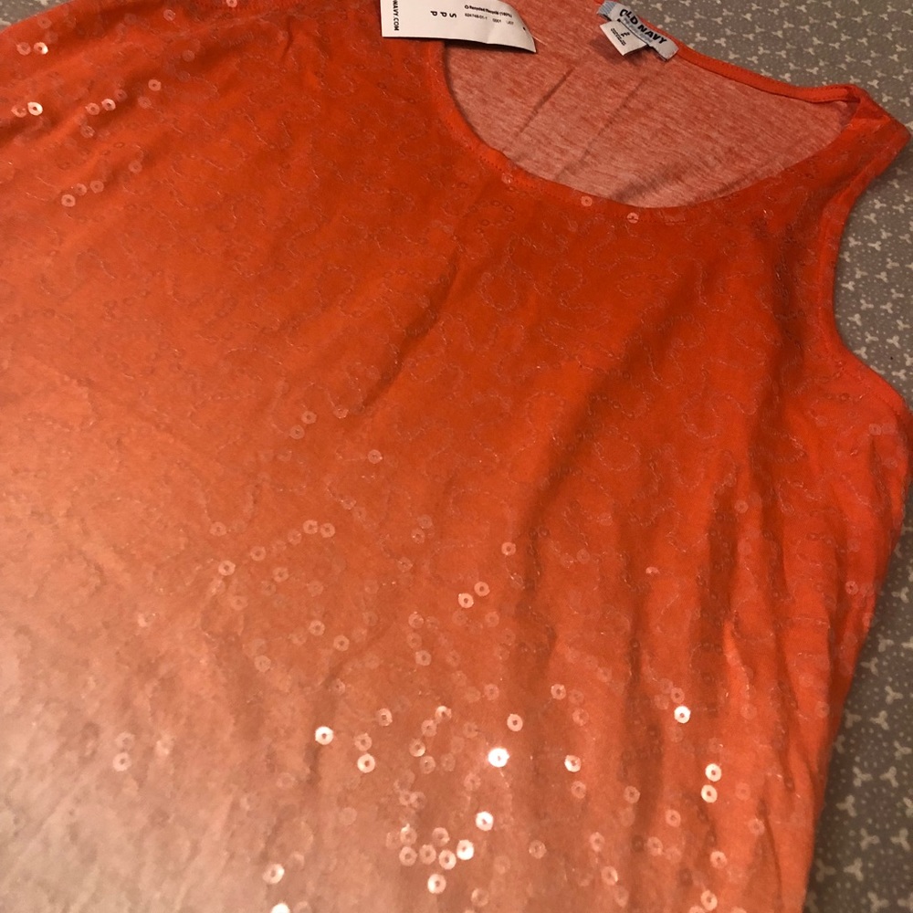 NWT Old Navy Orange Sequin Ombré Tank